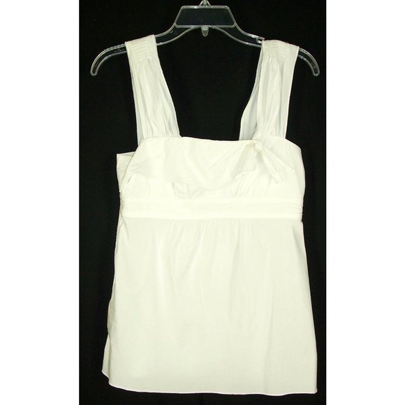 BCBG Max Azria Top S White Sleeveless Tank Zipper Back Bow Detail - Picture 7 of 9